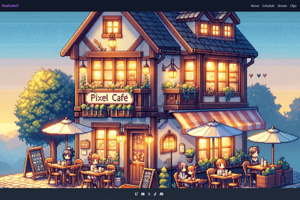 Screenshot of the Pixel Cafe website